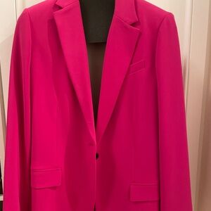 Theory Admiral Crepe One-Button Staple Blazer in Deep Rose
